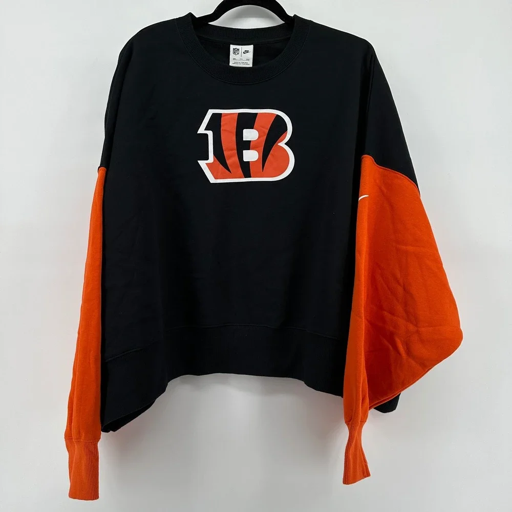 Nike NFL Cincinnati Bengals Womens XXL Black Orange Oversized Sweatshirt NWT